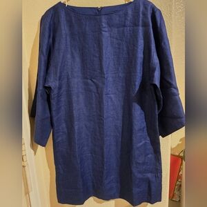 Banana Republic Navy Linen Elbow Sleeve Shift Dress 6